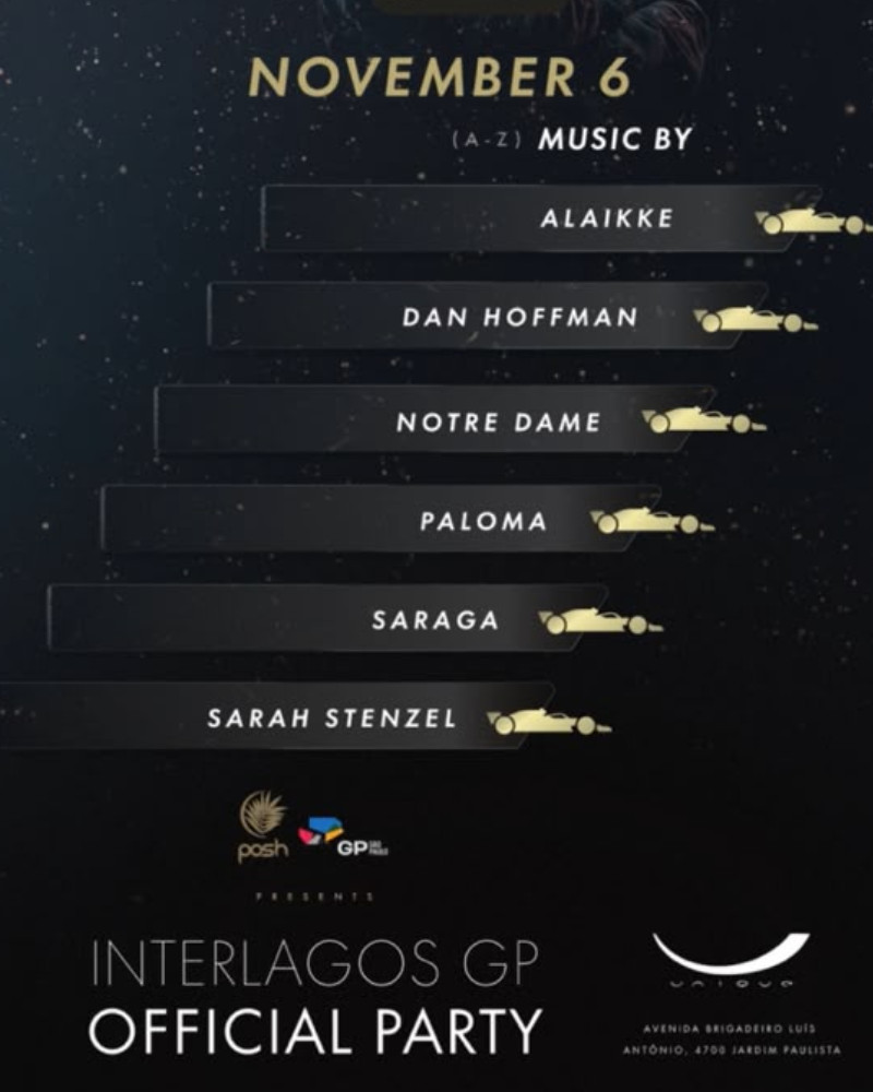 GP SP & Posh Club: São Paulo Grand Prix Official Party | 06th November